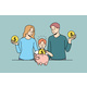Happy Parents and Child Saving Money in Piggybank - GraphicRiver Item for Sale