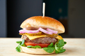 Fresh tasty Burger against blurred background - PhotoDune Item for Sale