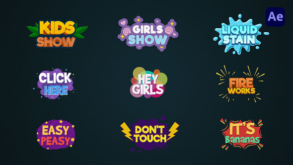 Colorful cartoon titles & lower thirds #5 [After Effects] alt