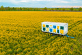 Beehive trailer in blooming rapeseed field - PhotoDune Item for Sale