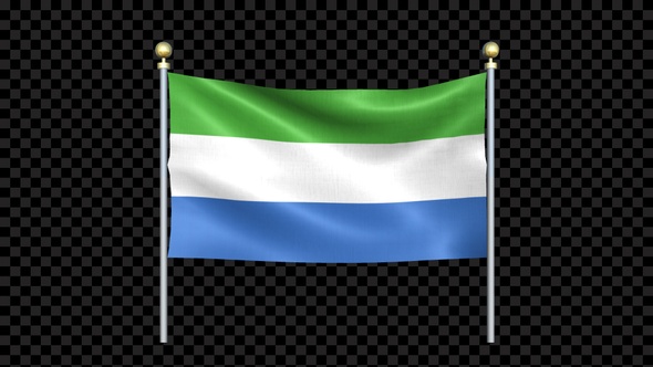 Sierra Leone Flag Waving In Double Pole Looped