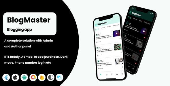 Blog master - Flutter app - iOS - Android - Admin panel - Author panel