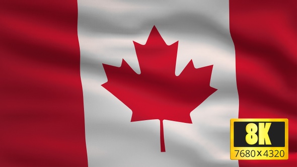 8K Canada Windy Flag Background