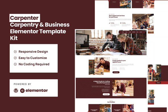 Carpenter – Business Elementor Pro Template Kit – 0 Sold!