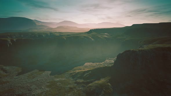 Typical Landscape of the Iceland Green Hills