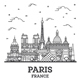 Outline Paris France City Skyline with Historic Buildings Isolated on White. - GraphicRiver Item for Sale