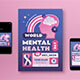 Blue Pink Gradient Flat Design World Mental Health Day Flyer Set - GraphicRiver Item for Sale
