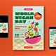 Blue Cartoon World Vegetarian Day Flyer Set - GraphicRiver Item for Sale