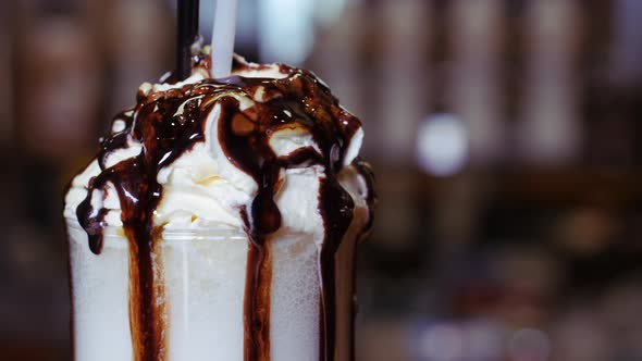 Milkshake with Whipped Cream in a Tall Glass