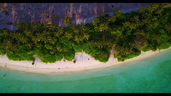 Aerial drone view panorama of perfect seashore beach break by shallow lagoon with white sand backgro