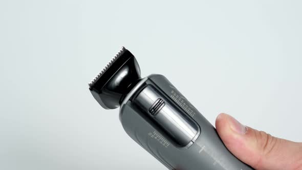 Isolated Close Up of a Mens Black Electric Shaver