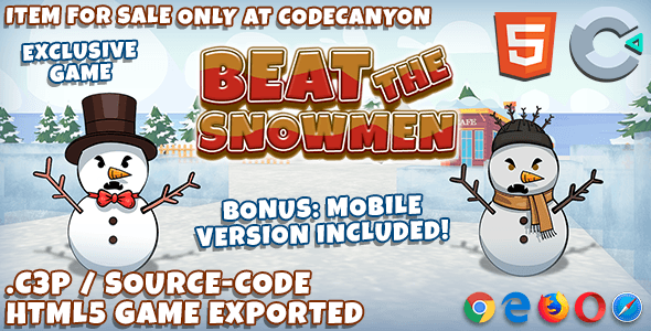 Beat the Snowmen 3D HTML5 Game - With Construct 3 File