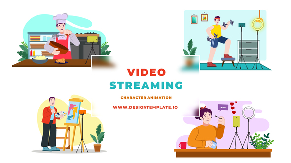 Cartoon Characters Video Streaming Scene