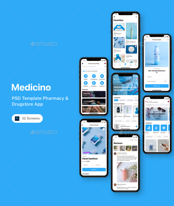 Medicino - PSD Template Pharmacy & Drugstore App