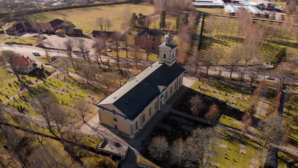 Drone twirl around church