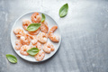 Shrimps with basil on plate - PhotoDune Item for Sale