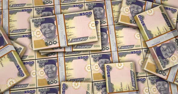 Nigerian Naira money banknotes packs surface