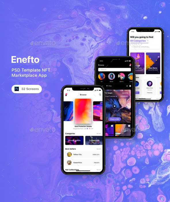 Enefto - PSD Template NFT Marketplace App