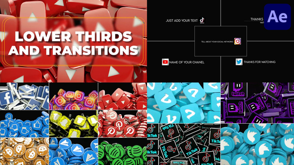 Social Media Lower Thirds And Transitions for After Effects alt