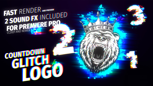 Countdown Glitch Logo For Premiere Pro MOGRT