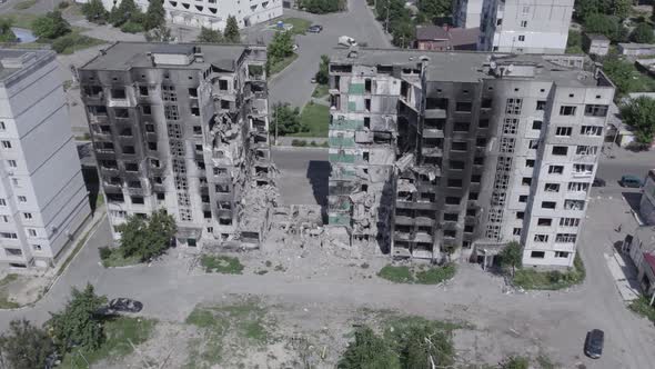 Multistorey Building Bombed During the War in Ukraine