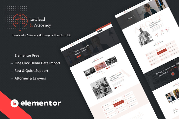 Lowlead - Attorney & Lawyers Elementor Template Kit