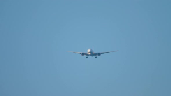 Widebody Airplane Approaching Before Landing