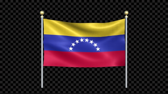 Venezuela Flag Waving In Double Pole Looped