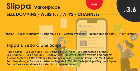 Slippa - Domains,Website ,App & Social Media Marketplace PHP Script