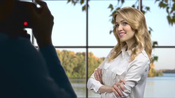 Pretty Business Woman Posing Before Camera