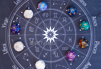 view. Fortune telling and astrology predictions concept, magic rituals and exoteric experience