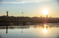 View of Kyiv from left bank of Dnipro river at sunset - PhotoDune Item for Sale