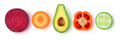 Isolated vegetable slices, top view - PhotoDune Item for Sale