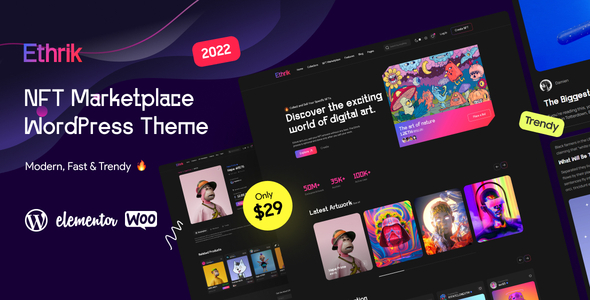 Ethrik - NFT Marketplace WordPress Theme