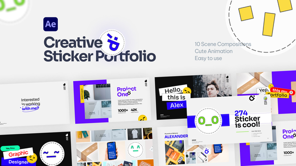 Unique Creative Sticker Animated Portfolio After Effect Project alt