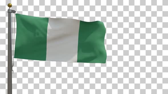 Nigeria Flag on Flagpole with Alpha Channel