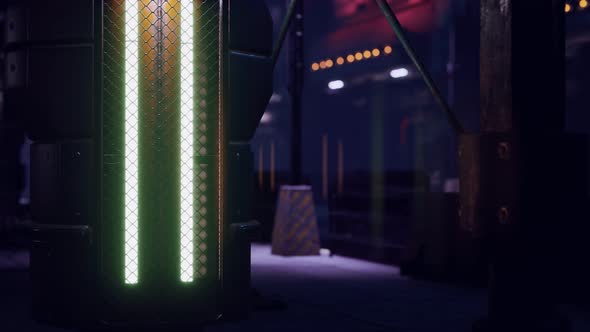 Futuristic Street with Neon Glow at Night alt