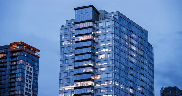 Establishing Business Office Building Skyscraper Day To Night Time Lapse