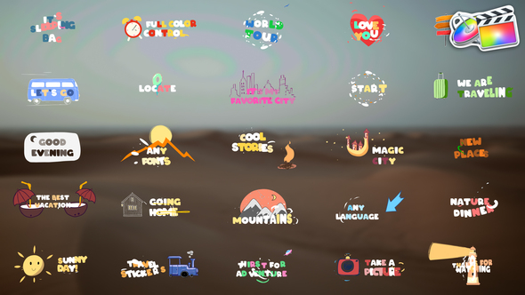 Travel Stickers Titles for FCPX alt