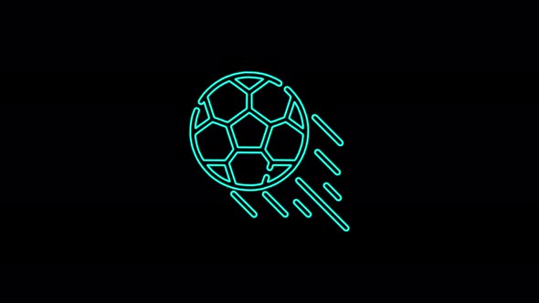 Football ball icon abstract seamless animation of 4k neon lines. Beautiful animation of neon lines