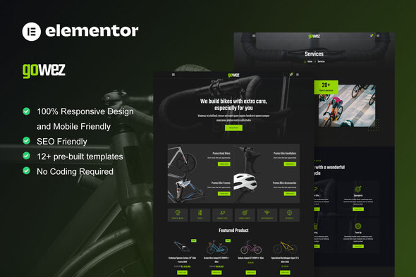 Gowez - WooCommerce Bike Shop & Bike Service Elementor Template Kit