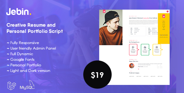 Jebin – Creative Resume Personal Portfolio Script