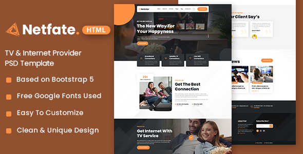 Netfate - TV & Internet Provider HTML Template