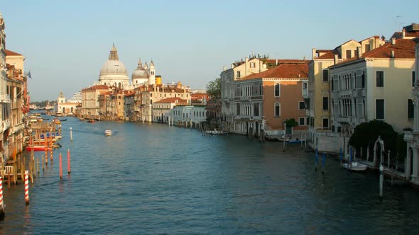 Water transport in Venice, motor boats on the Grand Canal Venice