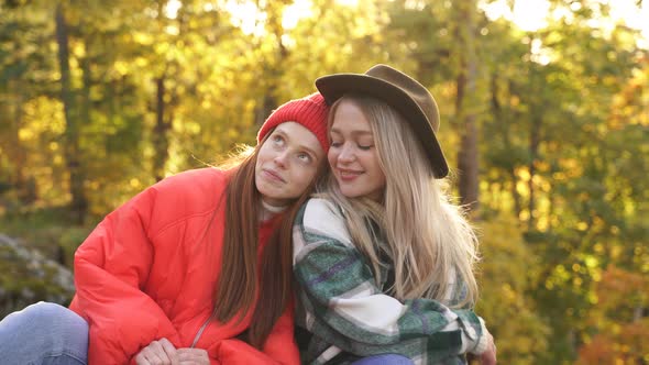 Two Happy Female Travellers Enjoy in Nature.