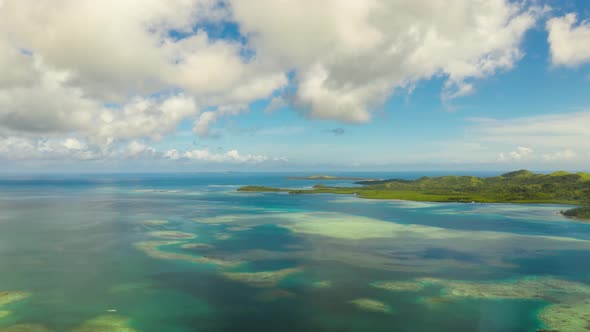 Seascape with Tropical Islands and Turquoise Water. Timelapse.