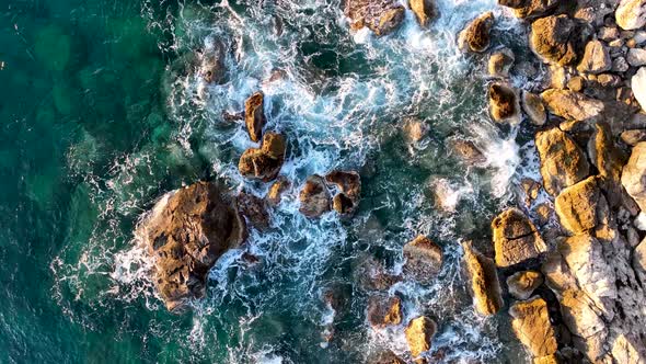 Texture of the sea and wild beach aerial view 4 K