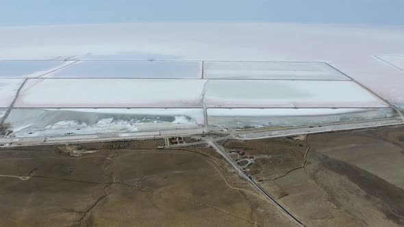 Aerial Salt Production Facilities and Saline Evaporation Pond Fields in the White Salty Lake