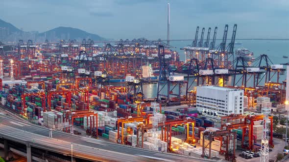 Container Terminal Special Hong Kong Cranes Load Cargo Vessels