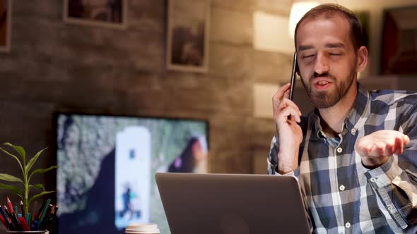 Businessman Having an Argument Over the Phone